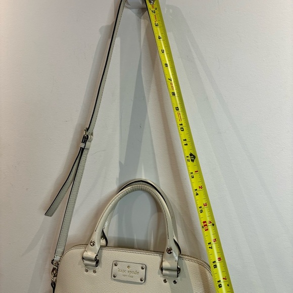 KATE SPADE NEW YORK Leather Cream Ecru Pink Lining Purse Crossbody Satchel - Picture 3 of 14